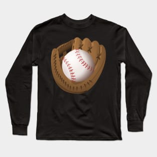 Baseball Glove Catcher Pitcher Player Game Base Long Sleeve T-Shirt